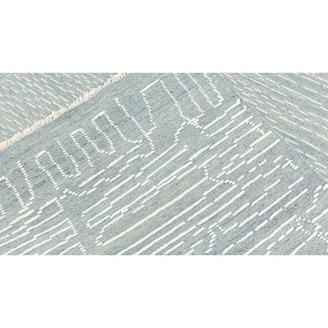 Blue Large Modern Blue & White Rug with Fretwork Design by Doris Leslie Blau For Sale - Image 8 of 8