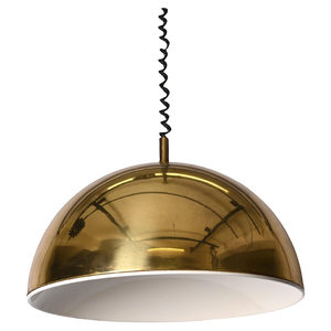 Mid-Century Italian Gilt Metal Pendant Lamp Attributed to Franco Albini, 1970s