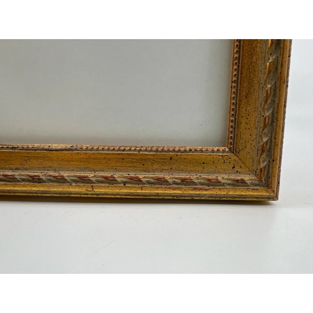 Vintage Italian Red Bole Gold Gilt Wood, Easel Back Picture Frame Under Glass For Sale - Image 13 of 14