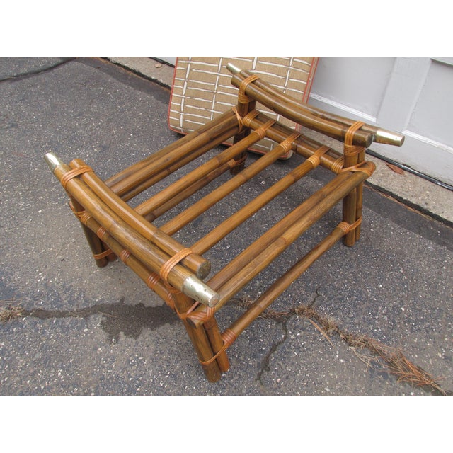 Wood Vintage 1960s Bamboo Ottoman in the Style of Ficks Reed's Far Horizon Line For Sale - Image 7 of 12