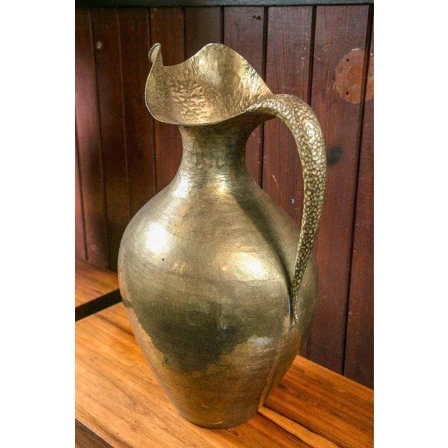 Metal Vintage Mid Century Brass Pitcher For Sale - Image 7 of 18