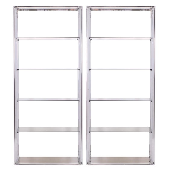 Shelves with Chromed Metal Frames, 1970s, Set of 2 For Sale