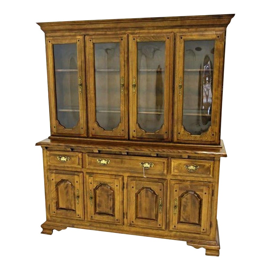 Early American Crown Glass Cherry China Breakfront Bookcase Cupboard Chairish