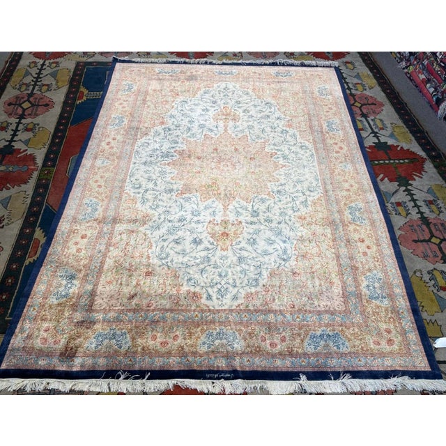 1980s Traditional Handmade Silk Persian Rug | 7’8”x11’6” For Sale - Image 10 of 10