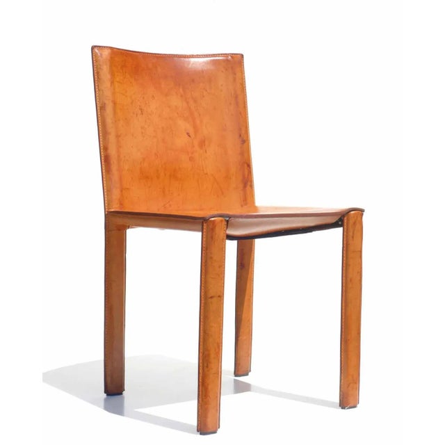 Italian Cognac Leather Design Chair, 1970s For Sale - Image 11 of 11