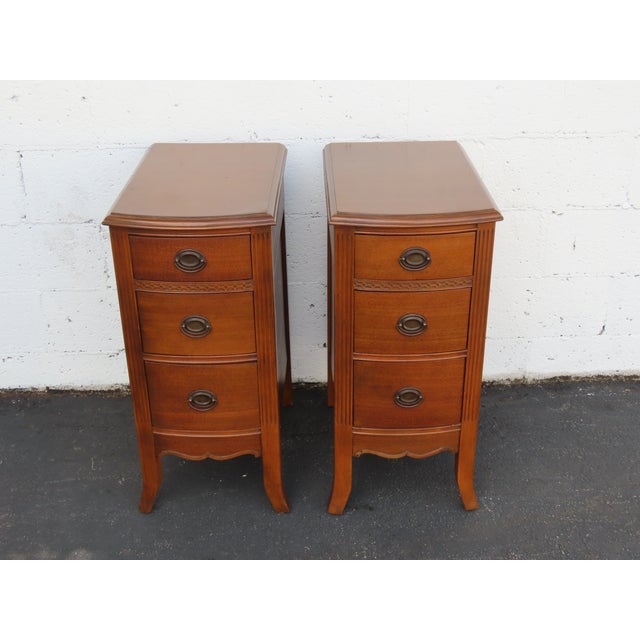 Tall and Narrow Mahogany Nightstands End Bedside Tables a Pair 6658 For Sale - Image 18 of 18