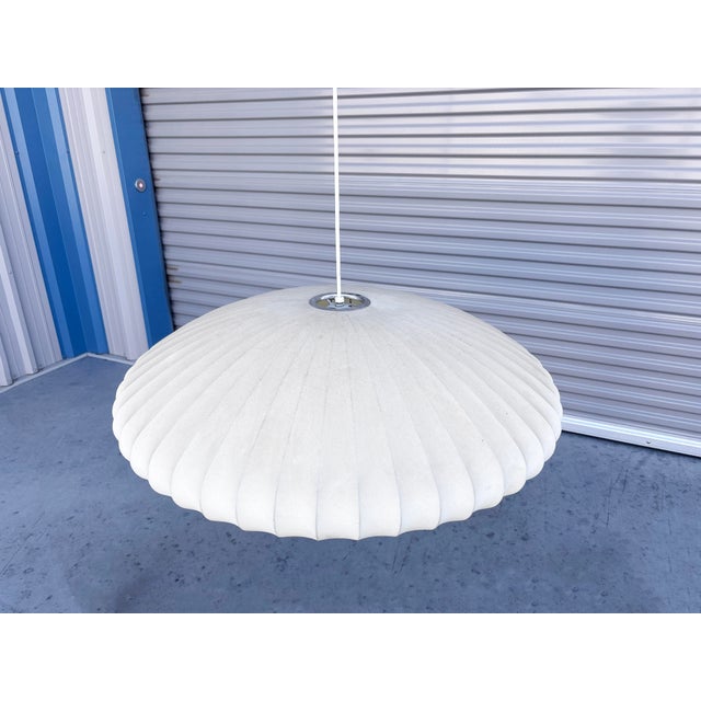 Mid-Century Modern 1990s Mid Century Saucer Fiberglass Pendant For Sale - Image 3 of 8