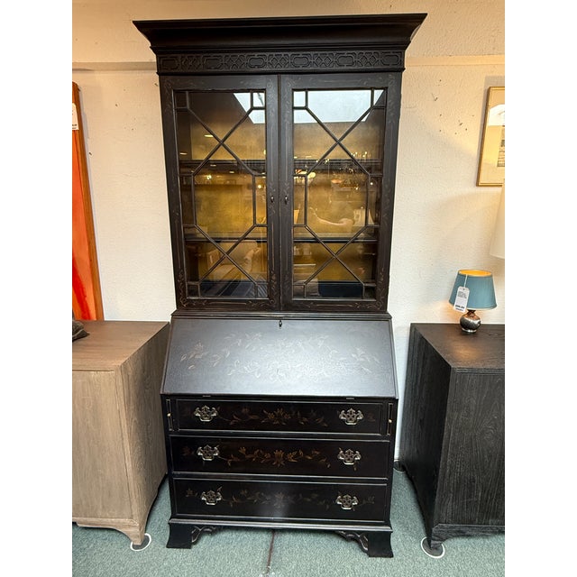 Late 20th Century Ethan Allen Newport Liliana Chinoiserie Secretary Desk For Sale - Image 5 of 14