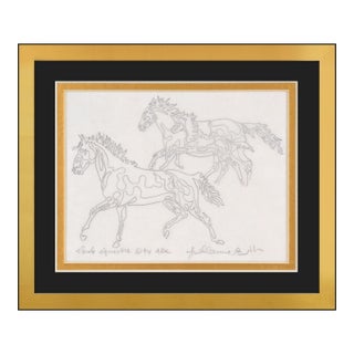 1994 Étude Équestre Figurative Gray Ink Drawing Guillaume Azoulay For Sale