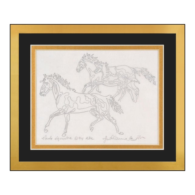 1994 Étude Équestre Figurative Gray Ink Drawing Guillaume Azoulay For Sale