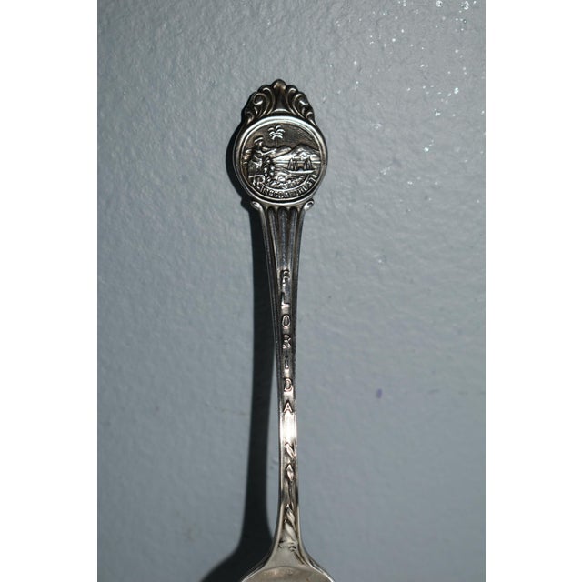 Metal Antique Florida Sterling Silver Collectors Spoon For Sale - Image 7 of 10