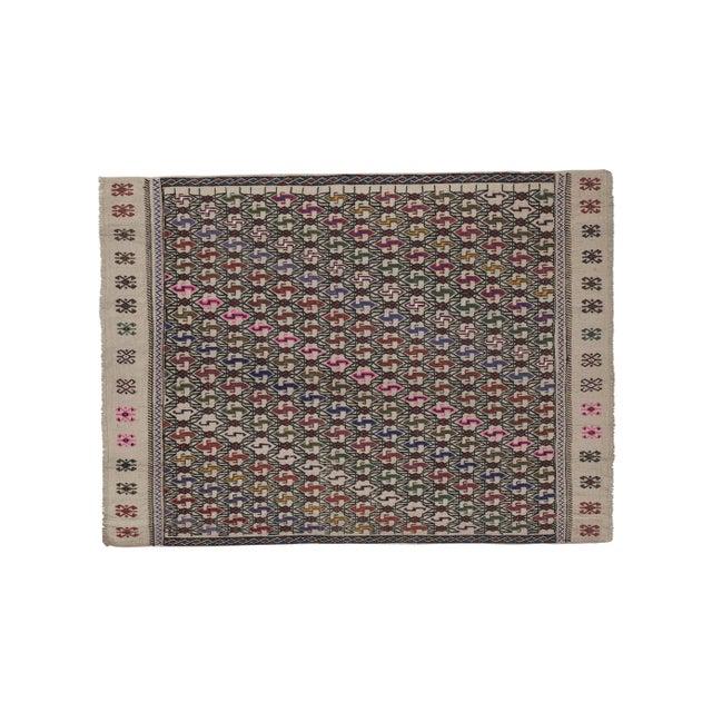 Handwoven Turkish Petite Kilim Rug 3'9'' X 5'0'' 45.3" x 60.2" / 115 x 153 Cm Hand woven with high quality pure wool...