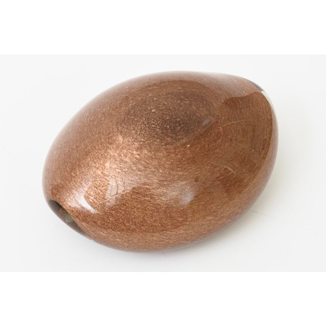 Vintage Murano Style White Cased Copper and Gold Aventurine Murano Cinched Bowl or Ashtray 60's For Sale - Image 12 of 12