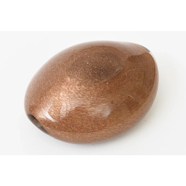 Vintage Murano White Cased Copper and Gold Aventurine Murano Cinched Bowl or Ashtray, 60's For Sale - Image 12 of 12