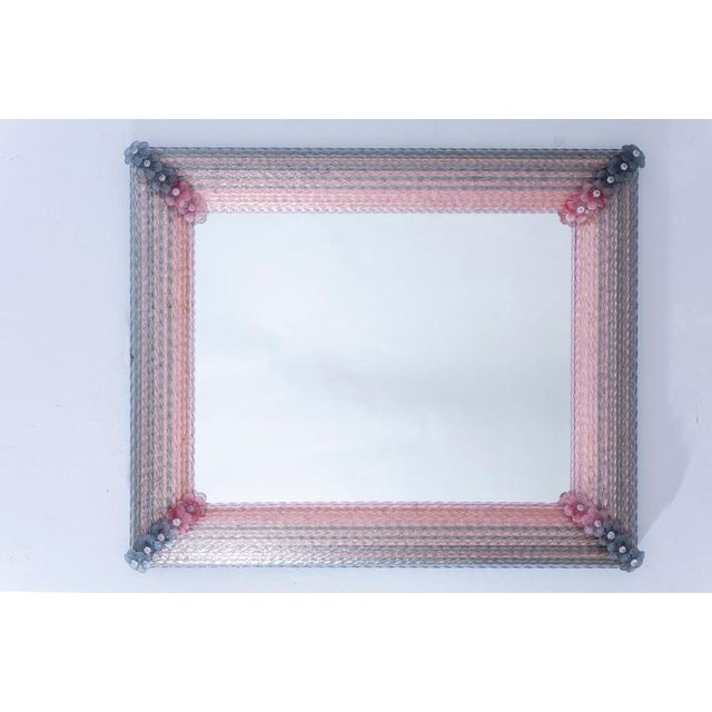 Venetian Rectangular Pink and Grey Murano Glass Mirror, 1970 For Sale - Image 12 of 13