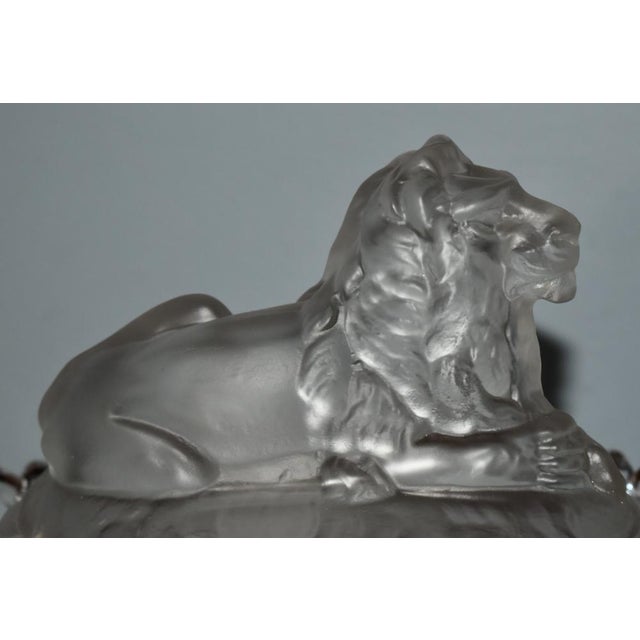 Vintage Lion Covered Candy Dish Imperial Glass Frosted Atterbury For Sale - Image 9 of 12