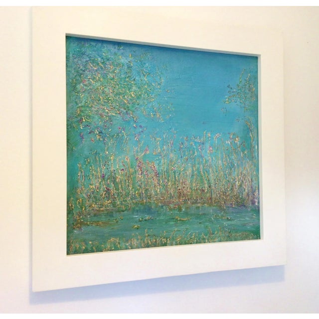 ‘Golden Glints by a Summer Stream’ Acrylic and marble plaster on canvas board Image 50×50 cmI create the picture first in...