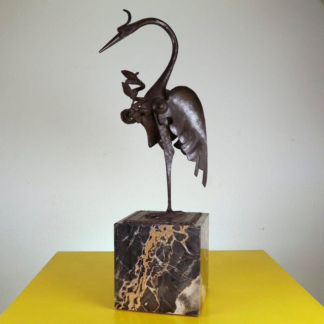 Iron Sculpture with Black Marble Base attributed to Carlo Rizzarda For Sale - Image 11 of 11