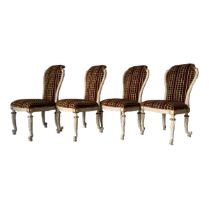 Hollywood Regency Style Century Furniture Carved Wood Dining Chairs - Set of 4