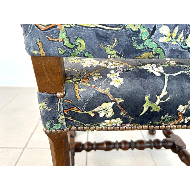 Blue Vintage Louis XIII Style Dining Chairs – Set of 4 For Sale - Image 8 of 12