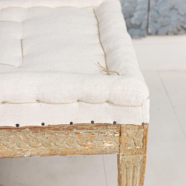 Wood 19th C. Swedish Gustavian Period Footstool or Bench in Original Paint For Sale - Image 7 of 18