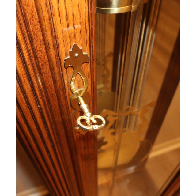 Wood Howard Miller 68th Anniversary Grandfather Clock – Windsor Cherry – Illuminated Moon Dial – Unused For Sale - Image 7 of 14