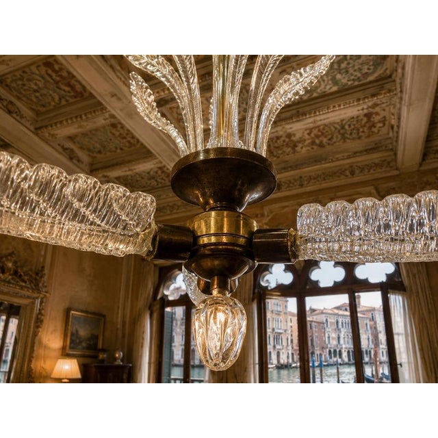 Italian Art Deco Murano Glass Chandelier by Ercole Barovier, 1940 For Sale - Image 4 of 11