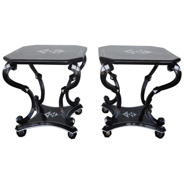 Shell Hollywood Regency Coconut Side Tables - a Pair For Sale - Image 7 of 7