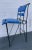 Ilana Goor Chic Vintage Mid-Century Ilana Goor Style Counter Height Iron Stools - A Pair -in Blue Faux Leather For Sale - Image 4 of 12
