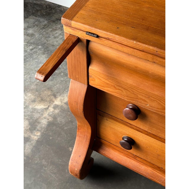 Brown Pine Fall-Front Secretary Desk With Glass-Front Bookcase, Circa 1840s For Sale - Image 8 of 18
