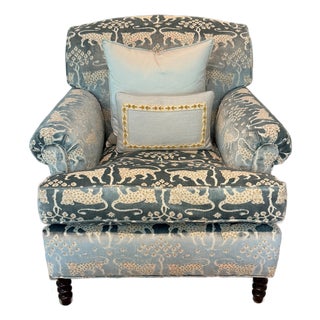 George Smith Signature Chair in Schumacher Woodland Leopard Velvet—two Available For Sale