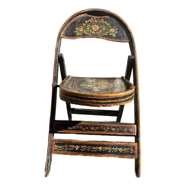 1950s Hand-Painted Folding Side Chair For Sale