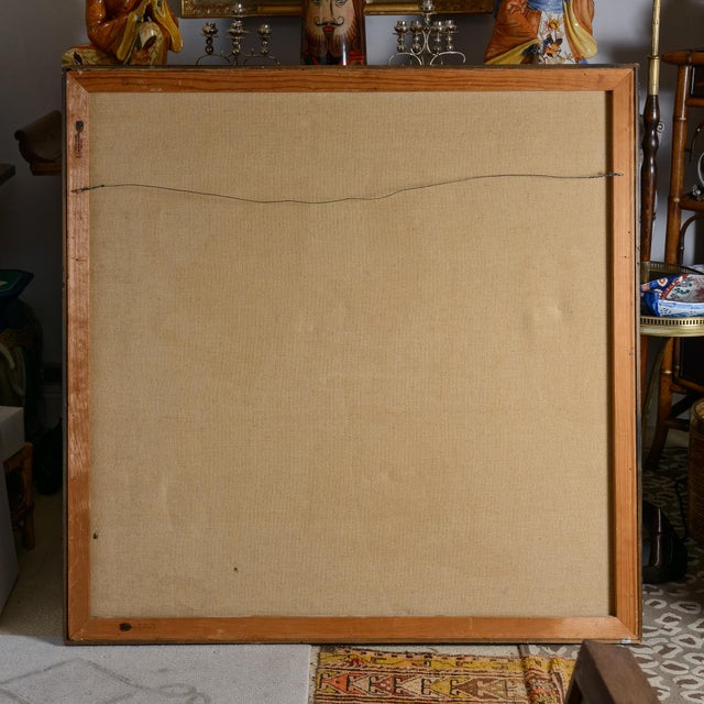 Large 46" Framed Mid Century Abstract Expressionist Painting by Gillespie For Sale - Image 9 of 9