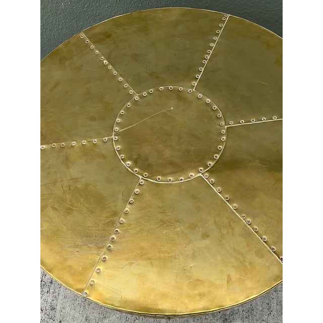 Vintage Brass and Wood Pedestal Table For Sale - Image 11 of 12