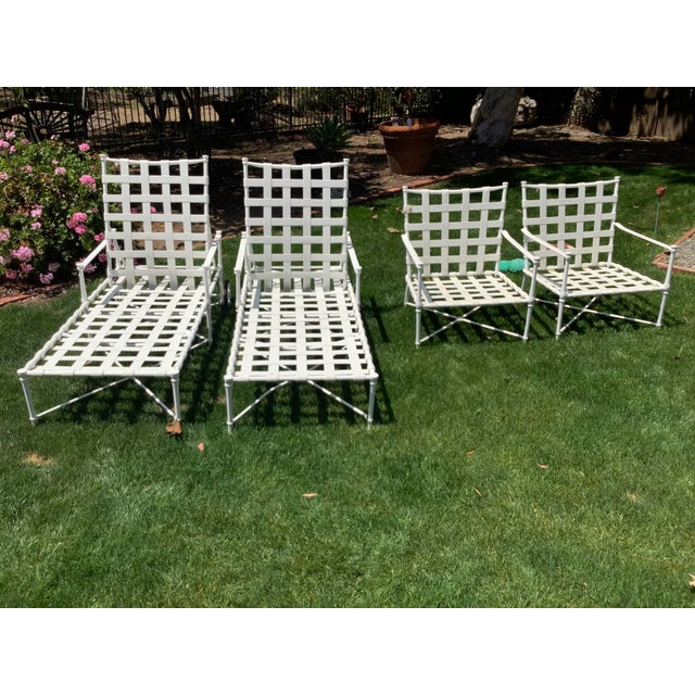 Vintage Jordan Brown Style Aluminum Patio Set Loungers and Chairs, 4