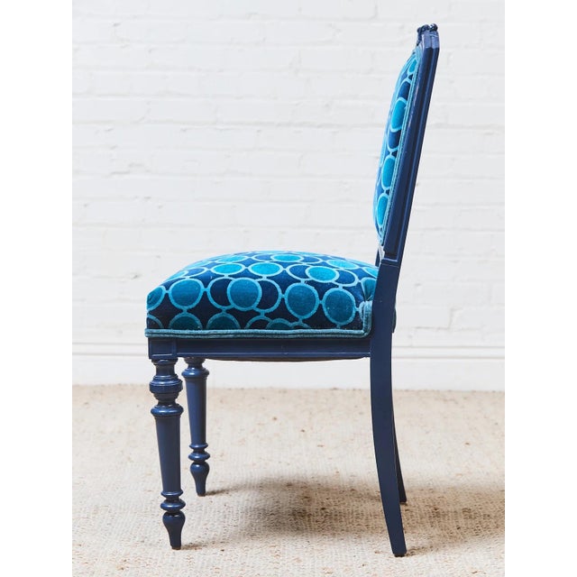 Mid 20th Century French Imperial Chair With Teal Dining Chairs For Sale In Los Angeles - Image 6 of 6