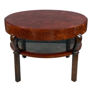 Art Deco Round Card and Game Table, Bohemia, 1930s For Sale