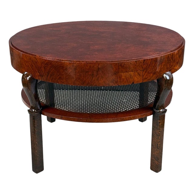 Art Deco Round Card and Game Table, Bohemia, 1930s For Sale