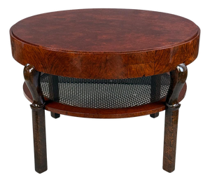 Art Deco Round Card and Game Table, Bohemia, 1930s