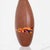Decorative murine Murano art glass vase. Cased glass in brown with wrap around multi colored band . Signed underneath.