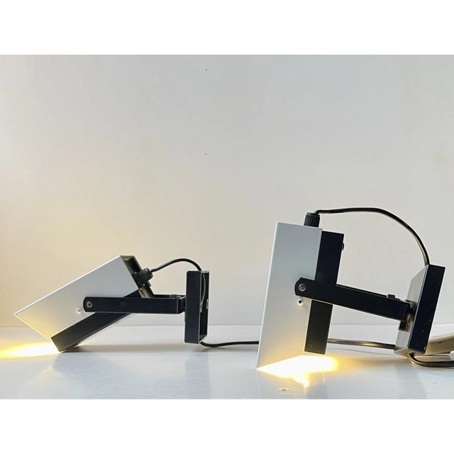 Metal Vintage Danish Pop Art Wall Lamps in Black & White Steel by Davis Lampe, 1970s, Set of 2 For Sale - Image 7 of 8