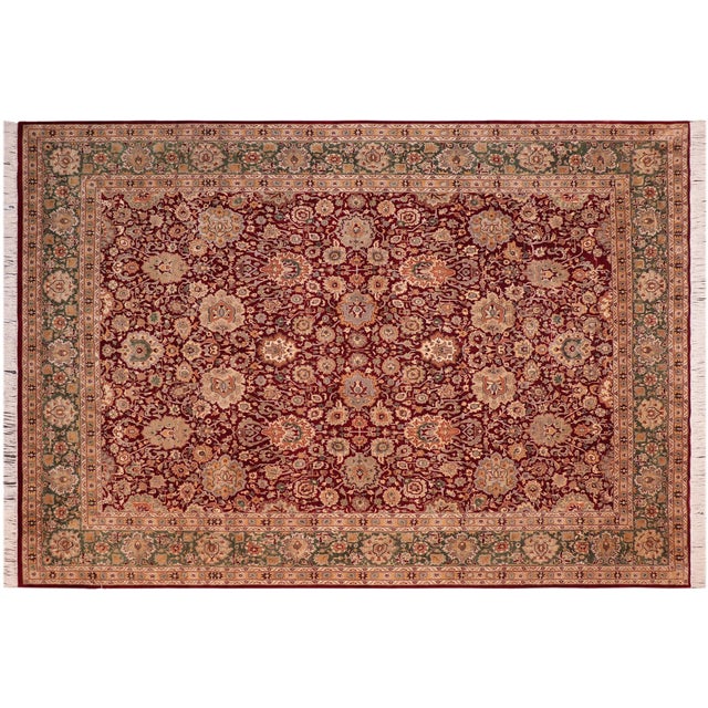 Red Floral 1990's Pak-Persian Red/Green Wool Rug - 7'11'' X 10'5'' For Sale - Image 8 of 9