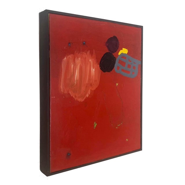 Abstract Abstract Oil & Mixed Media Painting in Red by John Luckett, Framed For Sale - Image 3 of 10