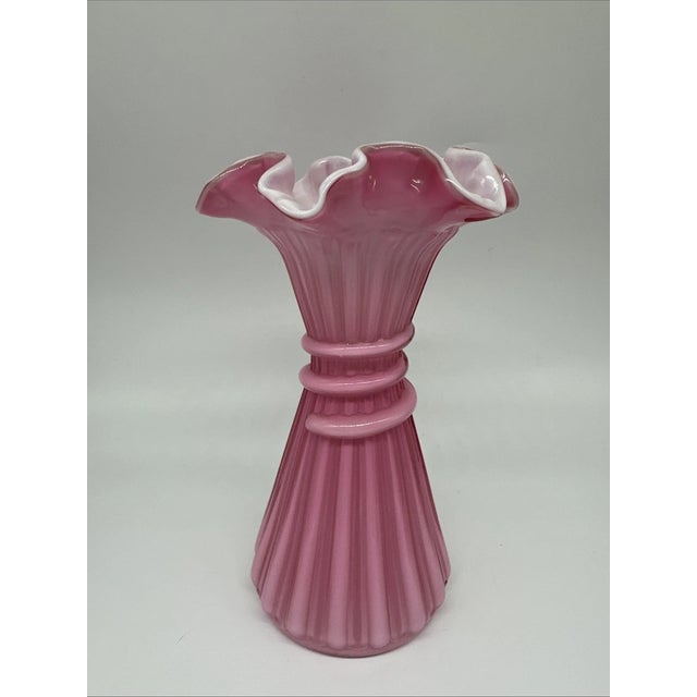 Fenton Art Glass Company Vintage MCM Fenton Wheat Vase For Sale - Image 4 of 4