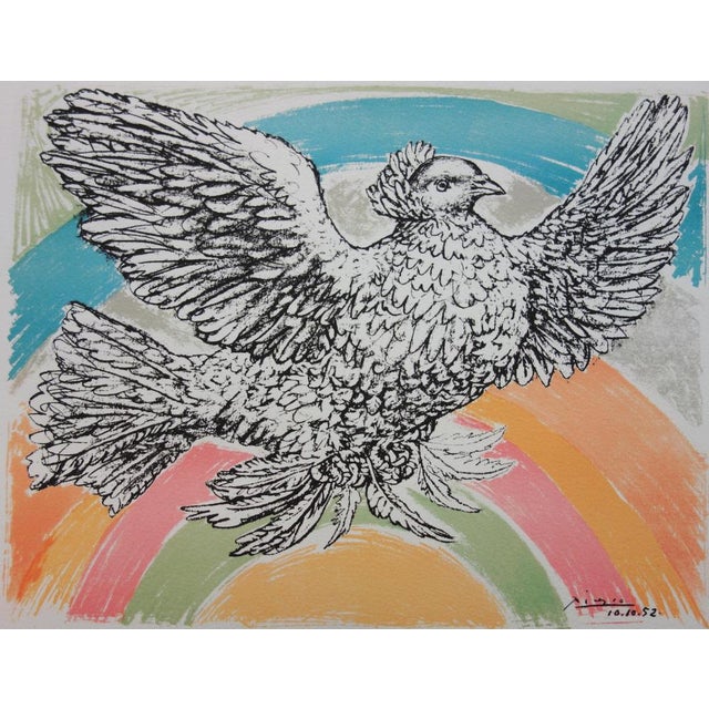 Pablo PICASSO (1881-1973) (after) Rainbow Dove Color offset lithograph after a drawing by the artist Signed in the plate...