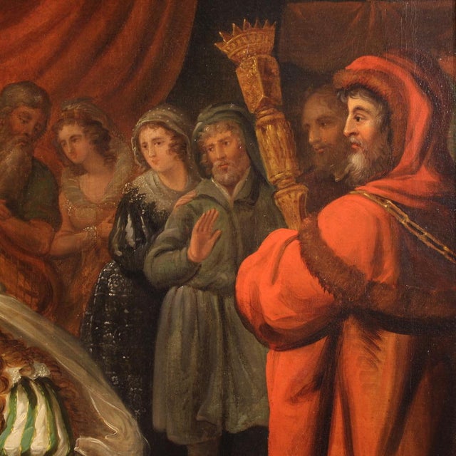 French Artist, Solomon and the Queen of Sheba, 1830, Oil on Canvas, Framed For Sale - Image 10 of 15