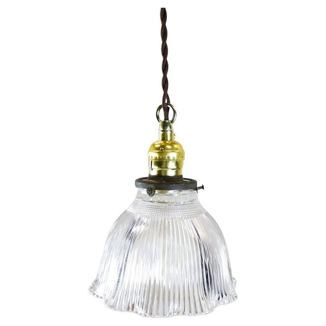 1940s Holophane Clear Glass Vintage Industrial Pendant Light 12 For Sale - Image 13 of 17