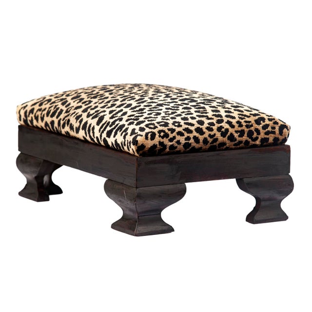 Traditional Late 19th Century Empire Mahogany Footstool With Clarence House Leopard Velvet For Sale - Image 3 of 6