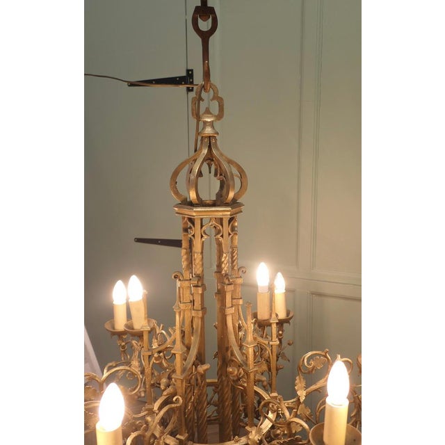 Very Large Gothic Gilt Church Chandelier, 1900s For Sale - Image 6 of 8