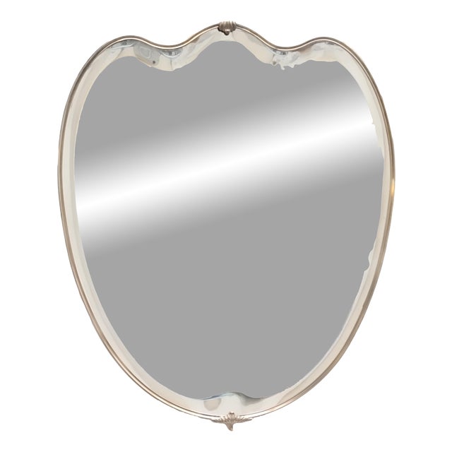 Brass Shield-Shaped Wall Mirror, Italy, 1960s For Sale